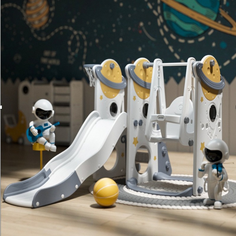 Toboggan et Balançoire 3-en-1 Thème Espace