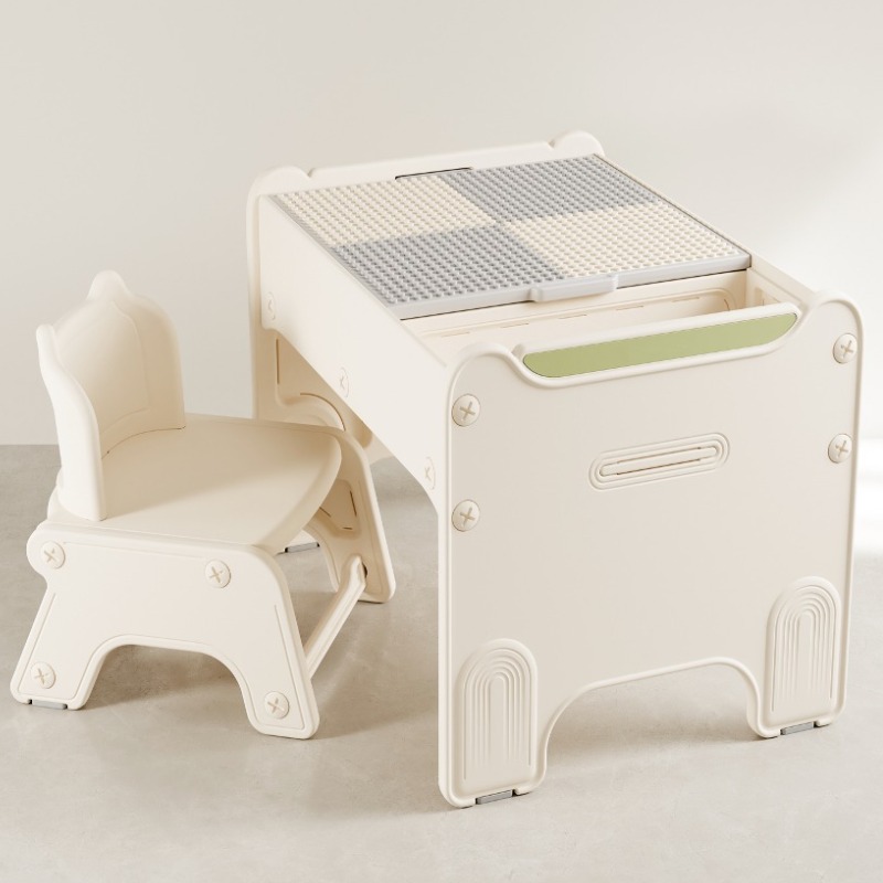 Ensemble Table de jeu/Activité 2-en-1 et Chaise pour enfant, avec plateau de construction